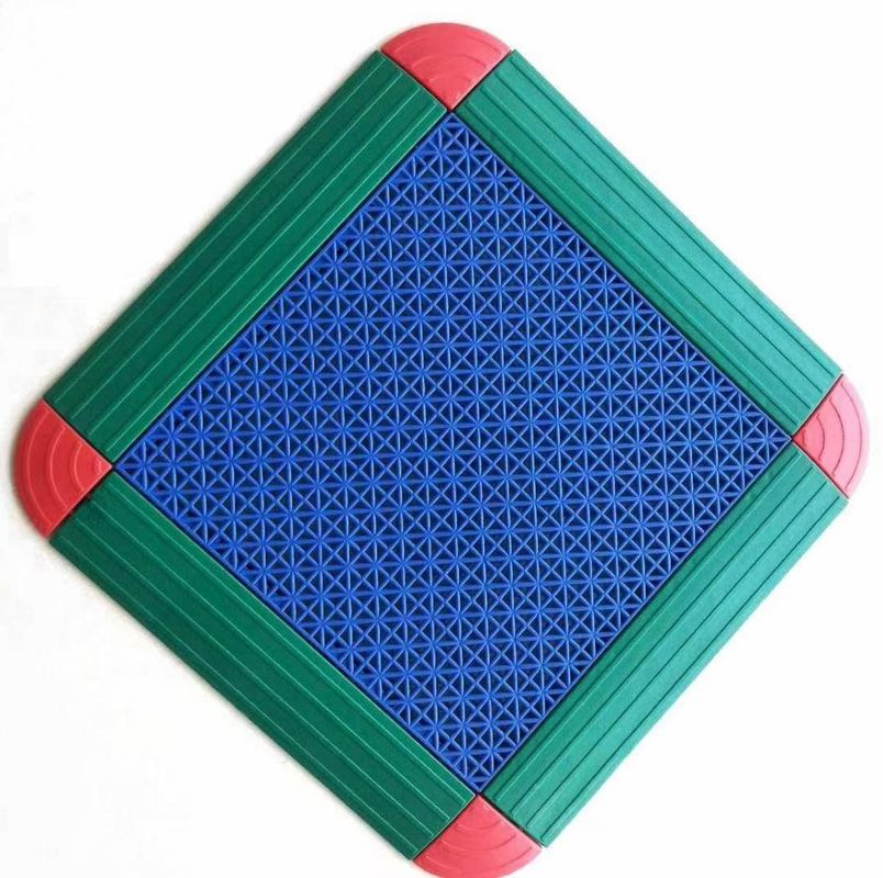 নীল পিপি ইন্টারলকিং স্পোর্টস ফ্লোরিং 3.5mm 4.5mm 6mm আউটডোর স্পোর্টস ইন্টারলকিং টাইলস